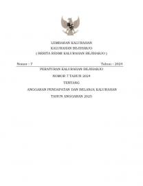 LEMBARAN KALURAHAN BEJIHARJO NOMOR 7 TAHUN 2024 TENTANG APBKAL TAHUN 2025